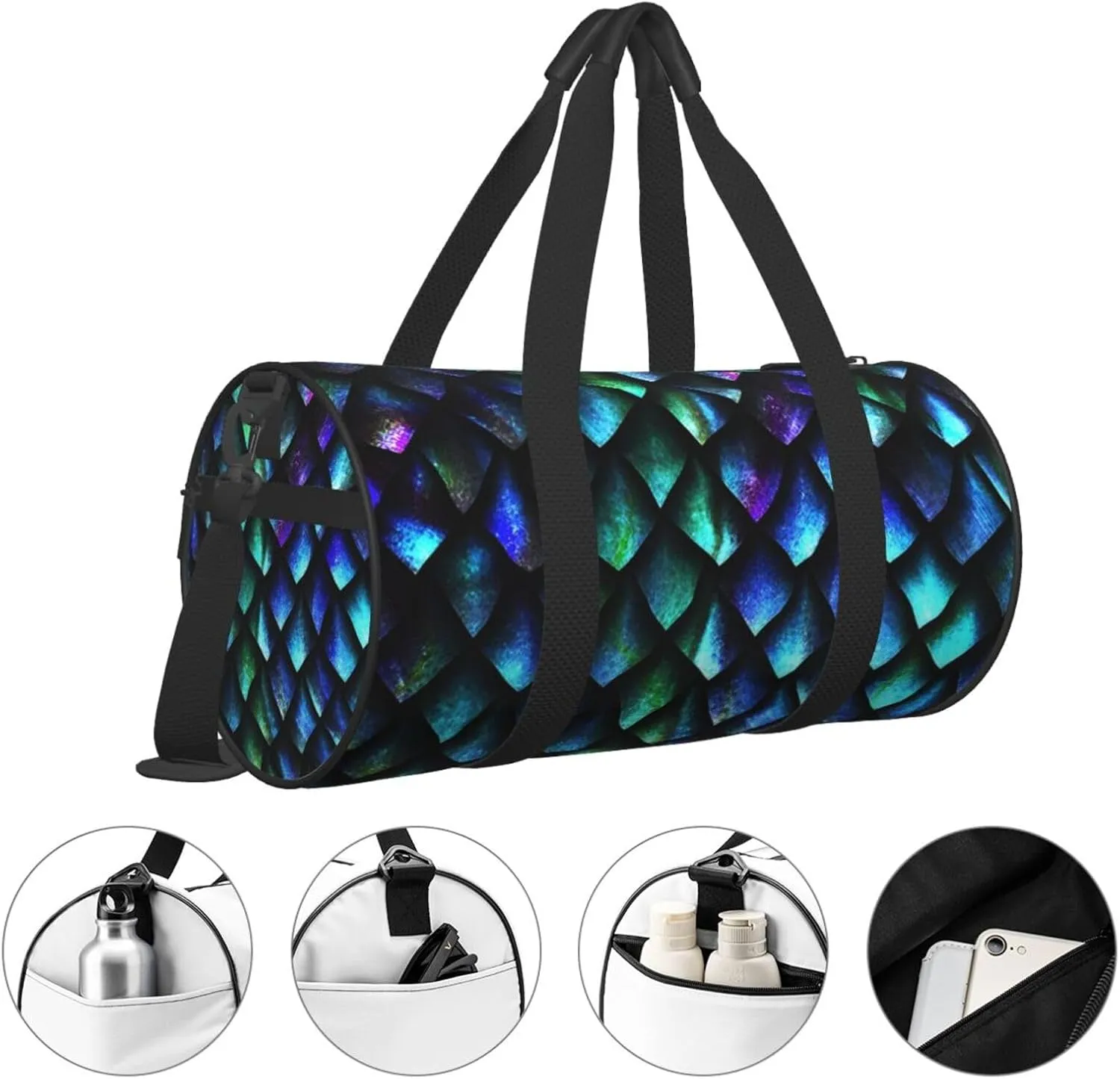 Travel Duffle Bag for Men Women, Dragon Scales Duffle Bags for Sport Gym Overnight Luggage