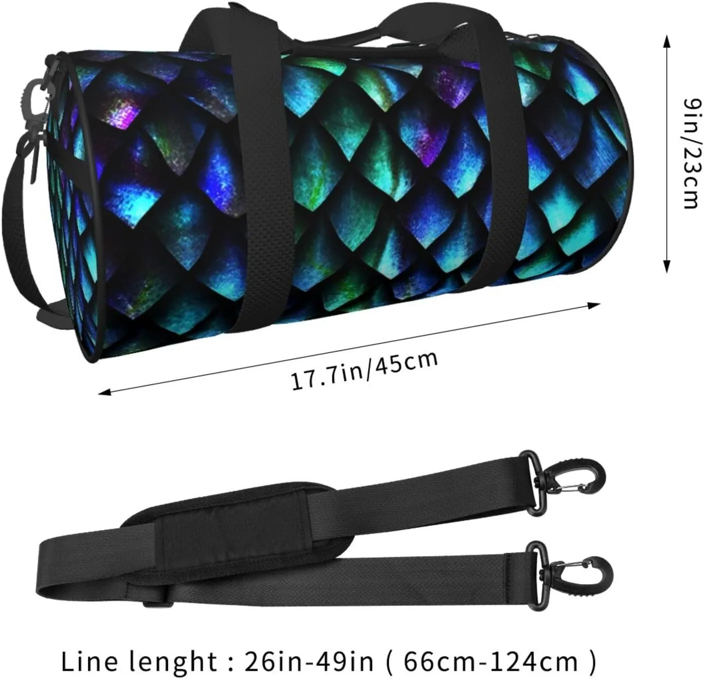 Travel Duffle Bag for Men Women, Dragon Scales Duffle Bags for Sport Gym Overnight Luggage