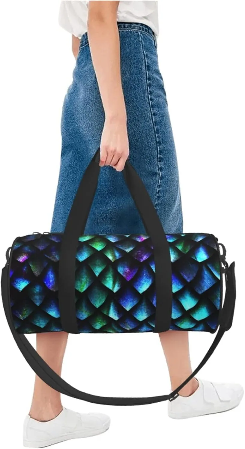 Travel Duffle Bag for Men Women, Dragon Scales Duffle Bags for Sport Gym Overnight Luggage
