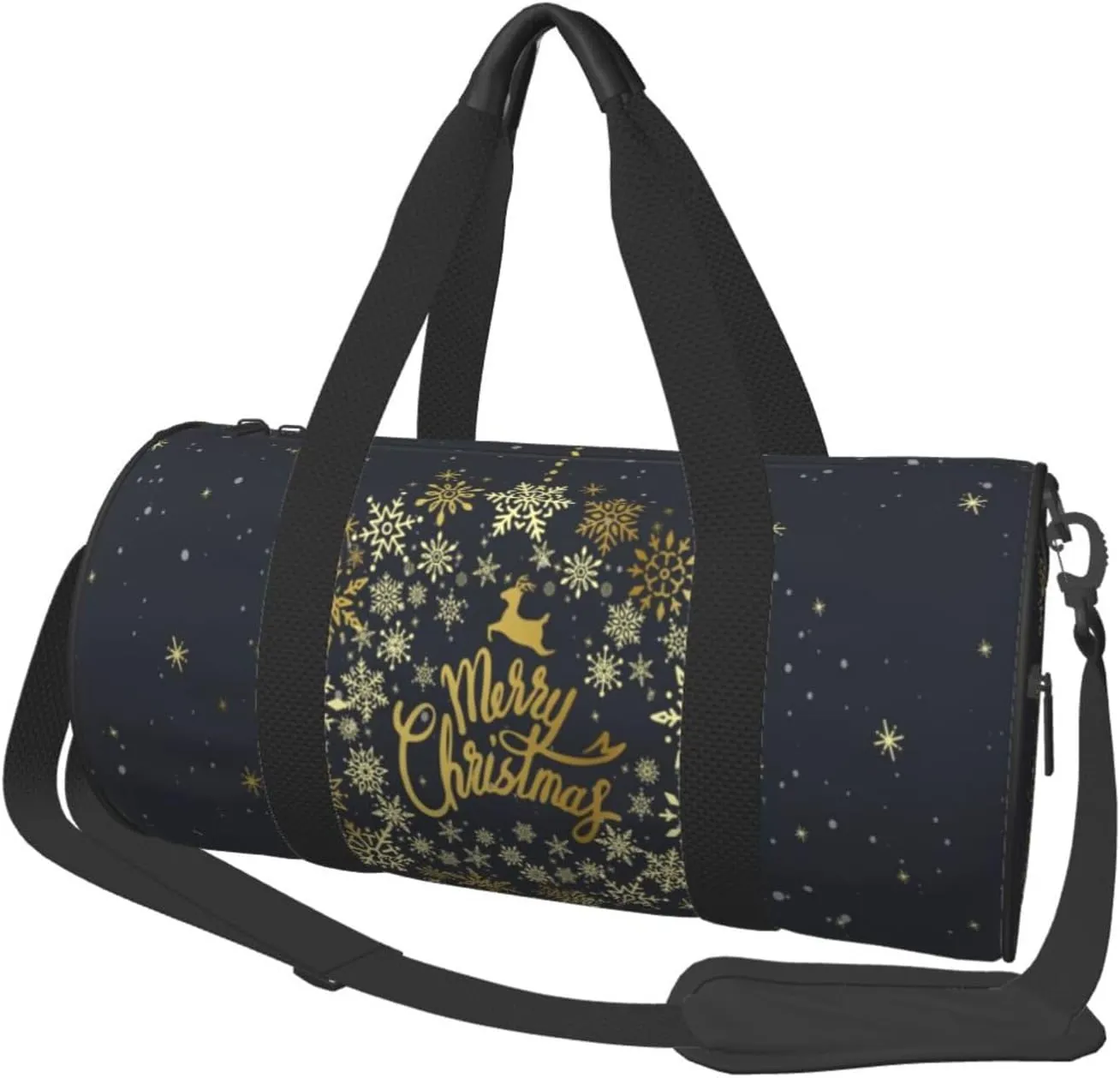 Travel Duffle Bag for Men Women, Merry Christmas Gold Duffle Bags for Sport Gym Overnight Luggage