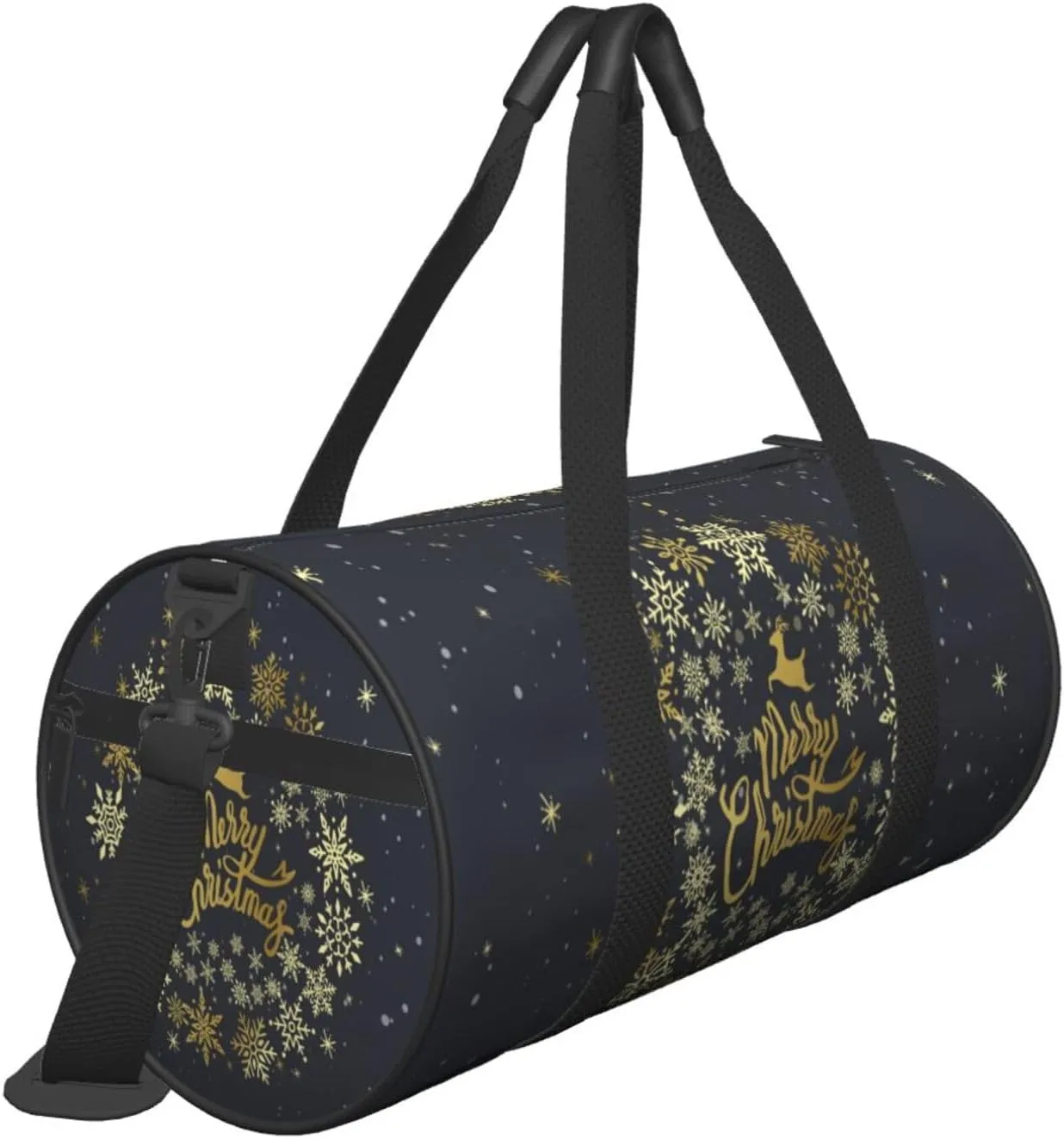 Travel Duffle Bag for Men Women, Merry Christmas Gold Duffle Bags for Sport Gym Overnight Luggage