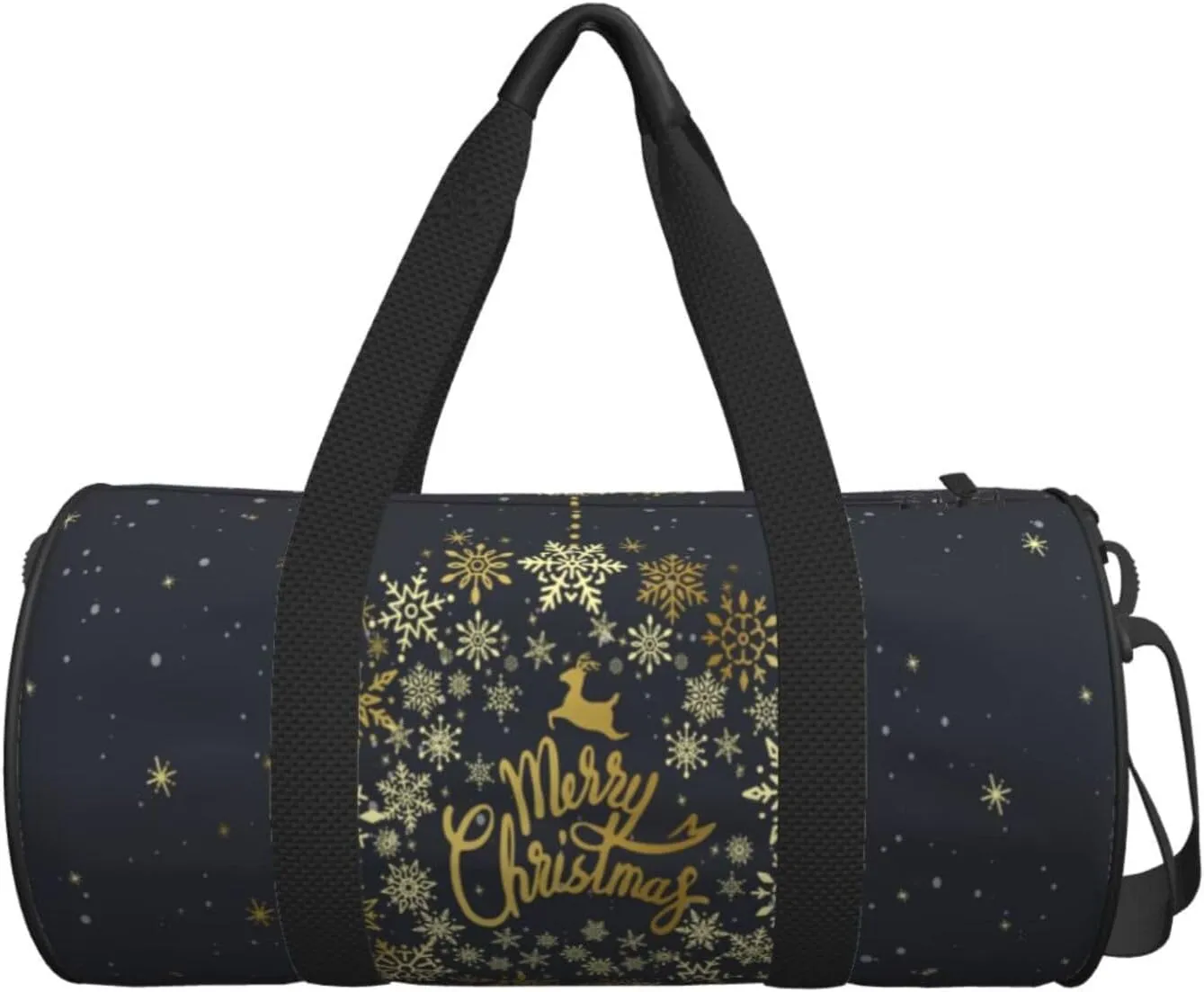 Travel Duffle Bag for Men Women, Merry Christmas Gold Duffle Bags for Sport Gym Overnight Luggage