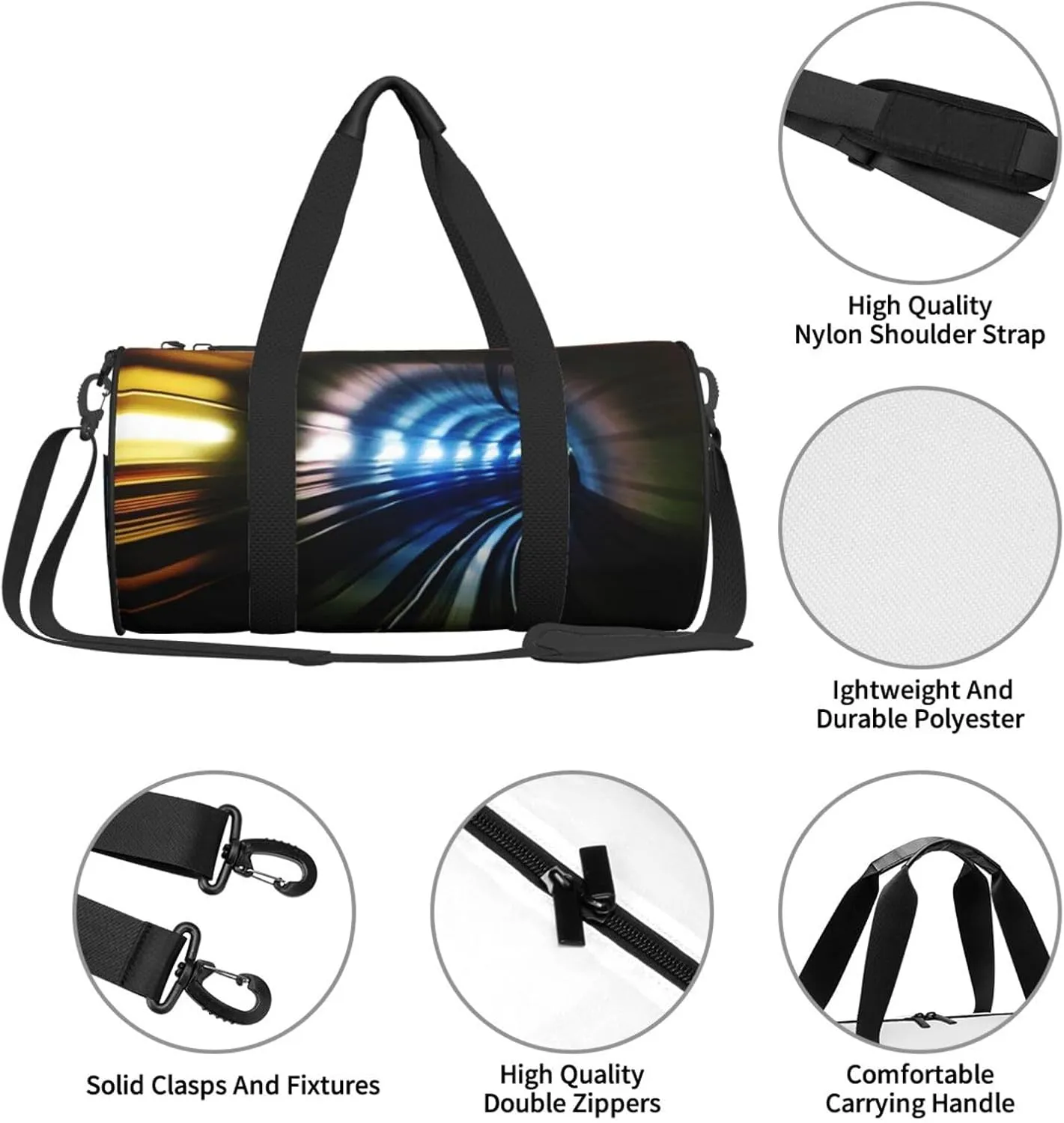 Travel Duffle Bag for Men Women, Tube Subway Underground Train Duffle Bags for Sport Gym Overnight Luggage