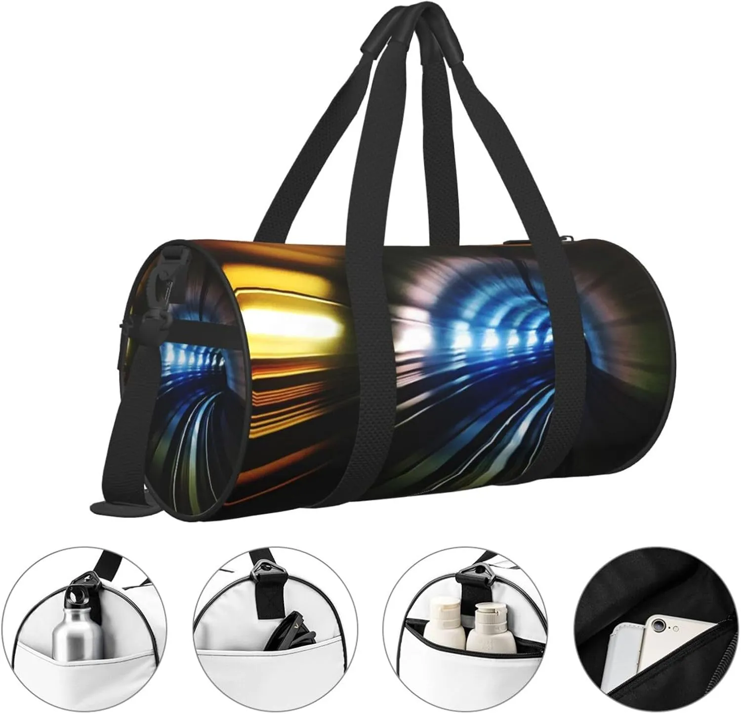 Travel Duffle Bag for Men Women, Tube Subway Underground Train Duffle Bags for Sport Gym Overnight Luggage