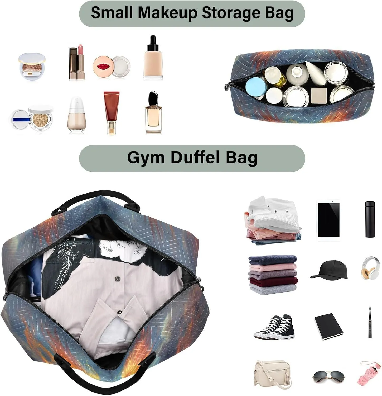 Travel Duffle Bag Gym Bag, Reborn Fire Phoenix Weekender Bags for Women with Toiletry Bag Travel Tote Bag Swim Bag