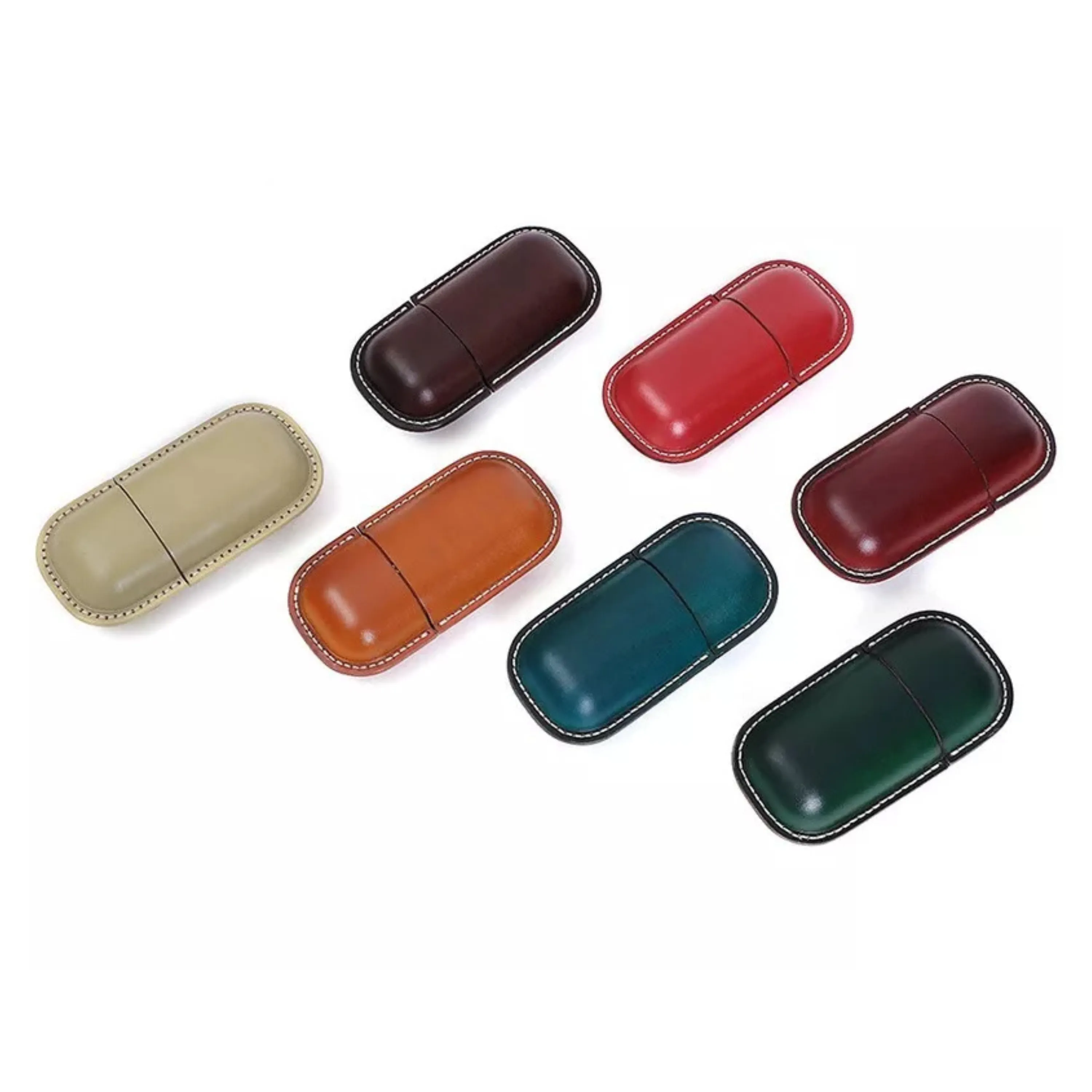 Travel-Ready Hard Shell Glasses Case in Cowhide Leather