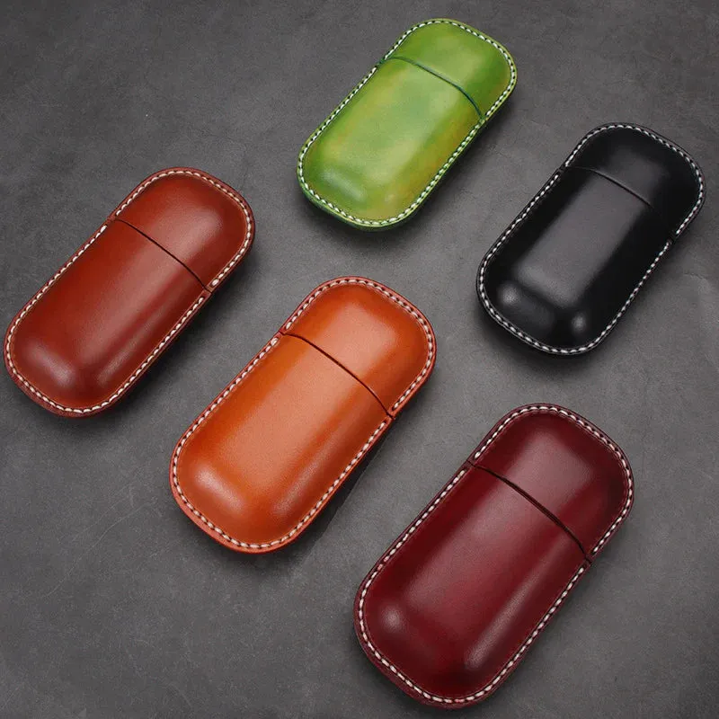 Travel-Ready Hard Shell Glasses Case in Cowhide Leather