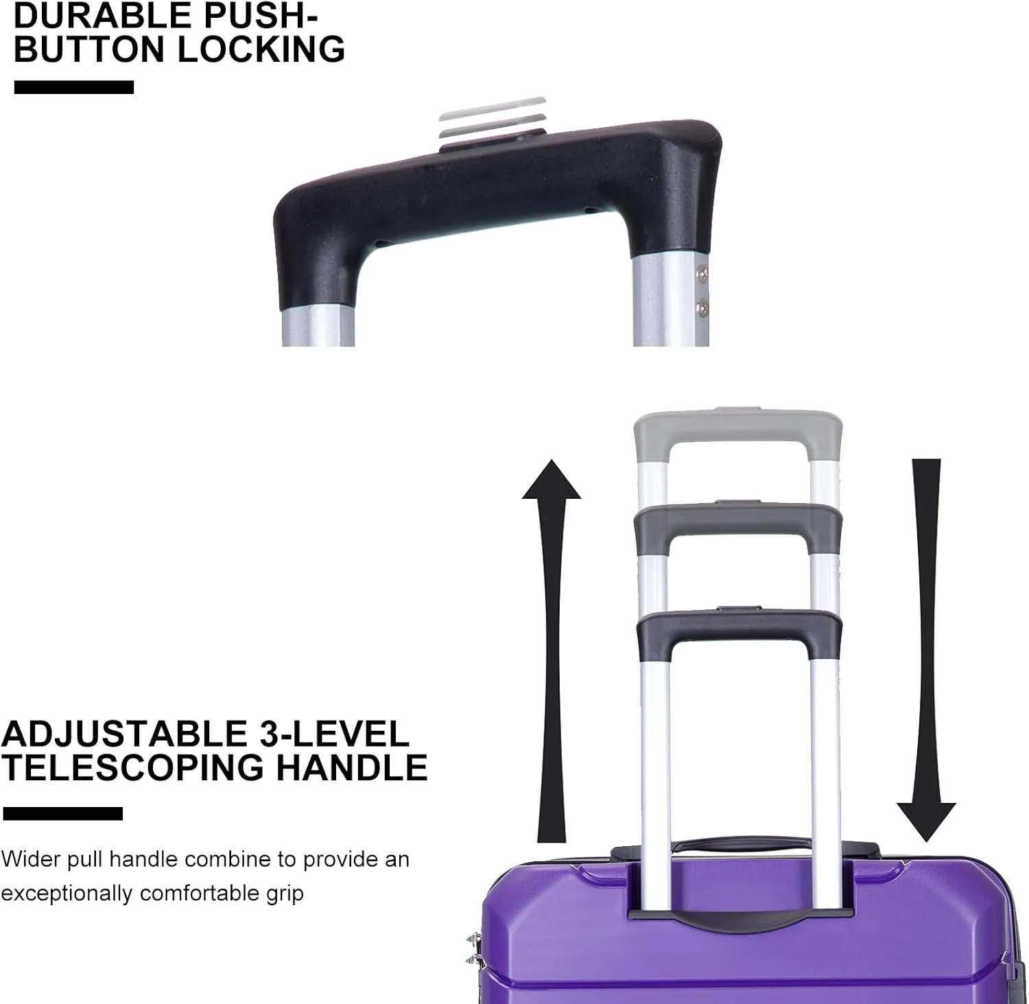 Travelhouse Luggage Set 3piece, Wear-Resistance Hardshell Ligthwegt Spinner Wheels Suitcase Set with Tsa Lock, PP Carry on luggage(20" 24" 28") for men and women (Purple 31)