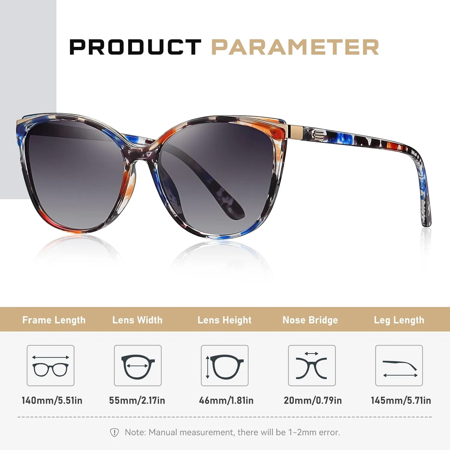 Trendy Cat Eye Sunglasses for Women Fashion Cateye UV400 Protection Glasses CL22017