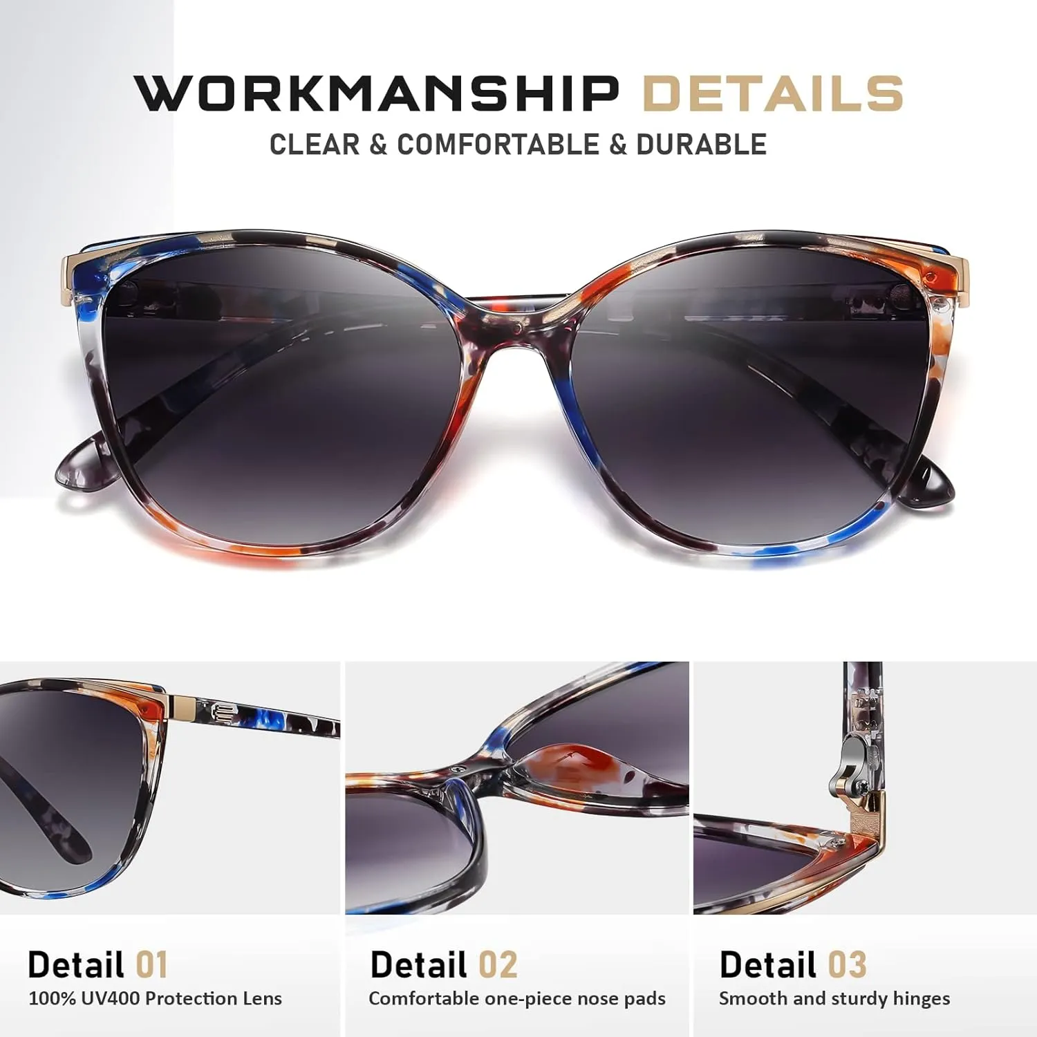 Trendy Cat Eye Sunglasses for Women Fashion Cateye UV400 Protection Glasses CL22017