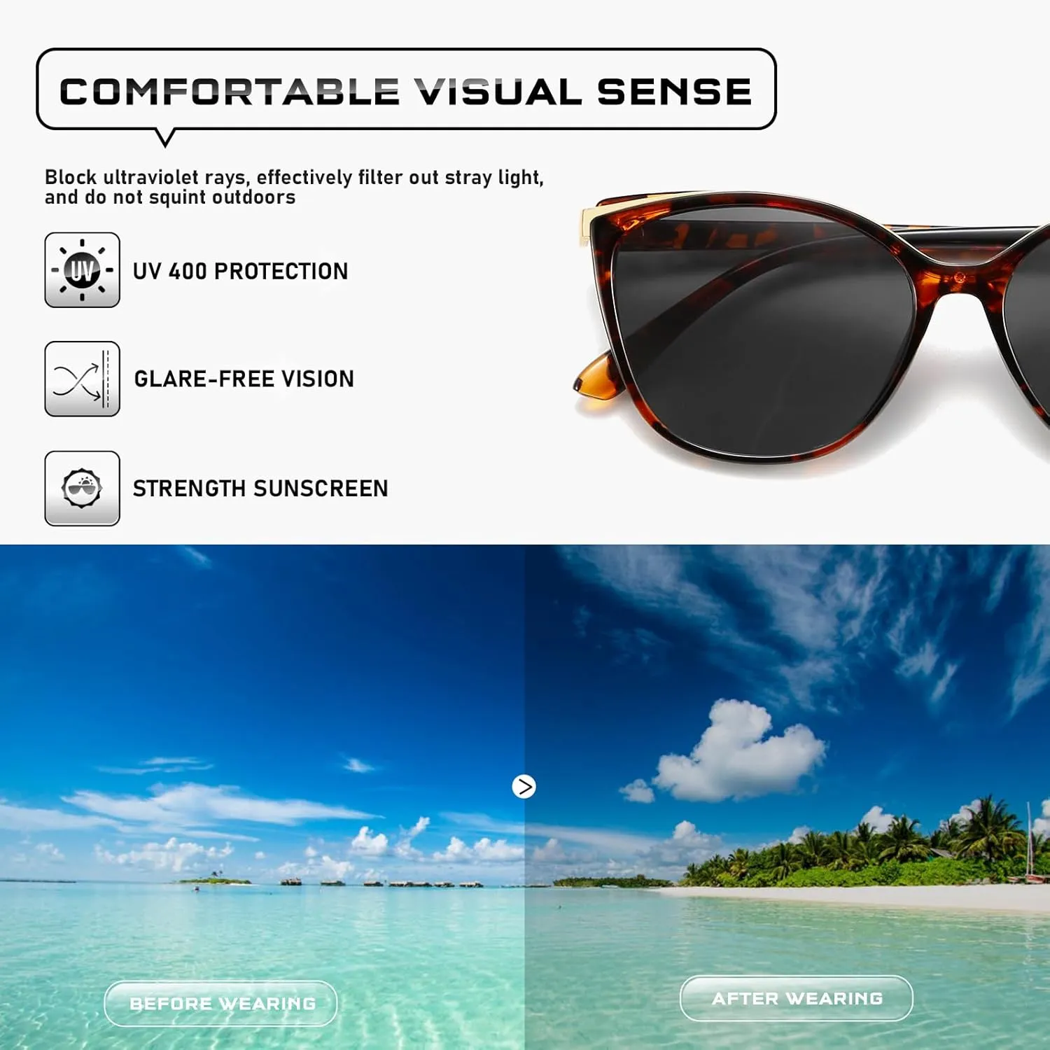 Trendy Cat Eye Sunglasses for Women Fashion Cateye UV400 Protection Glasses CL22017