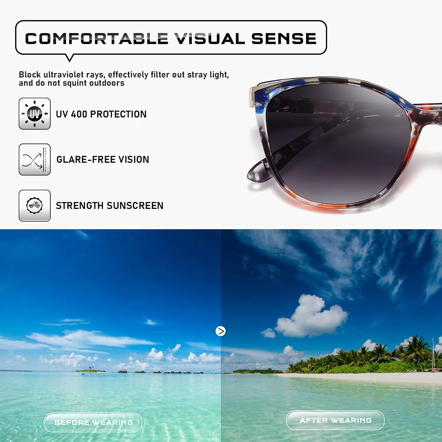 Trendy Cat Eye Sunglasses for Women Fashion Cateye UV400 Protection Glasses CL22017