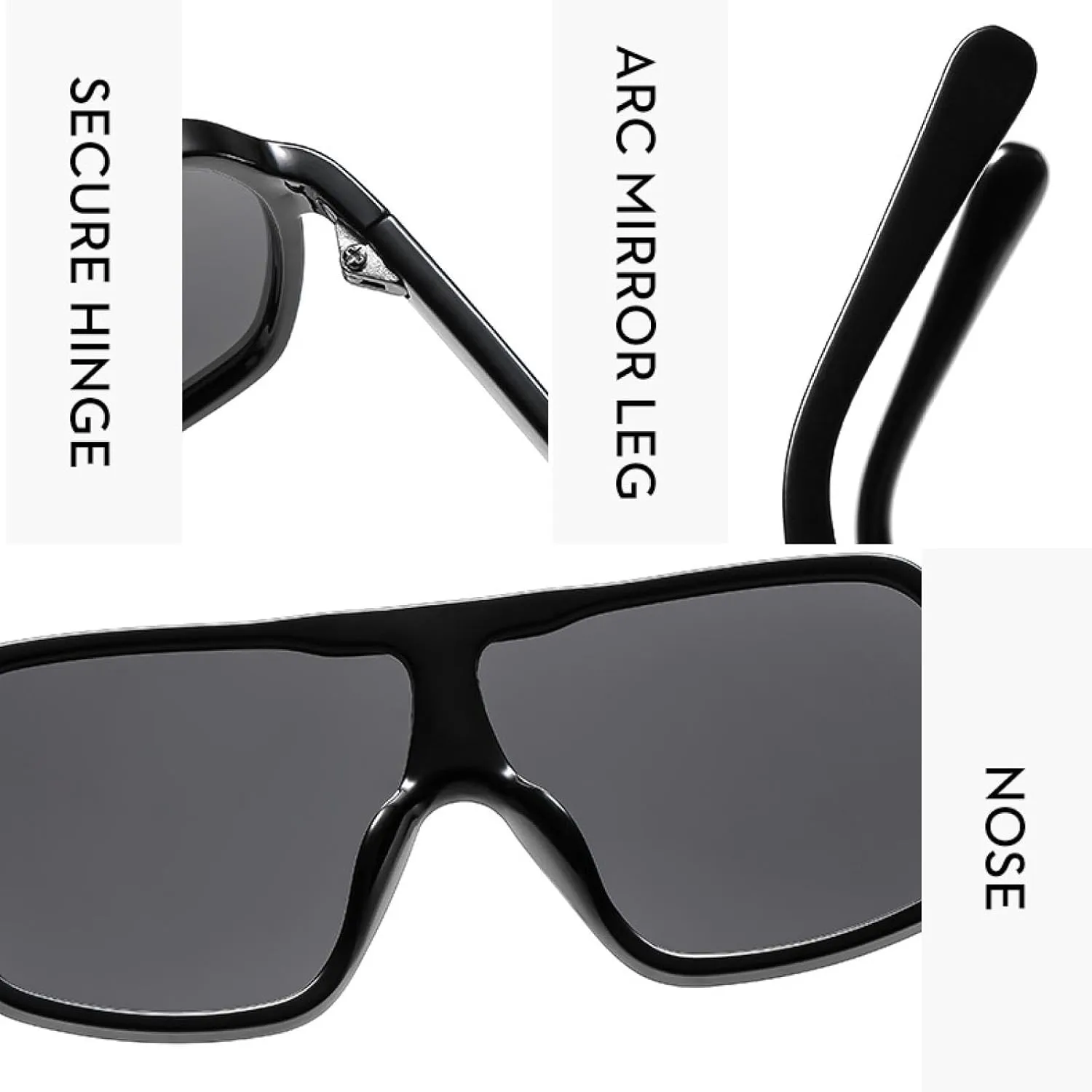 Trendy One Piece Sunglasses Men Women Luxury Big Frame Eyewear Outdoor Driving Shade Sunglasses Unisex Uv400