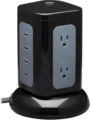 Tripp Lite TLP606UCTOWER Surge Protector Tower with USB Ports, 1800 Joules, 6-Outlets, 3 USB-A   1 USB-C, 8ft Cord, Desk Accessory Charging Tower, Dorm Essentials, Tower Power Strip with Surge