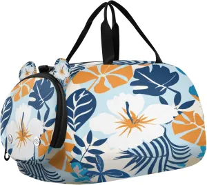 Tropical Trees Kids Overnight Sports Duffel Bags with Shoe Compartment & Wet Pocket Travel Sport Gym Bag for Girls Boys
