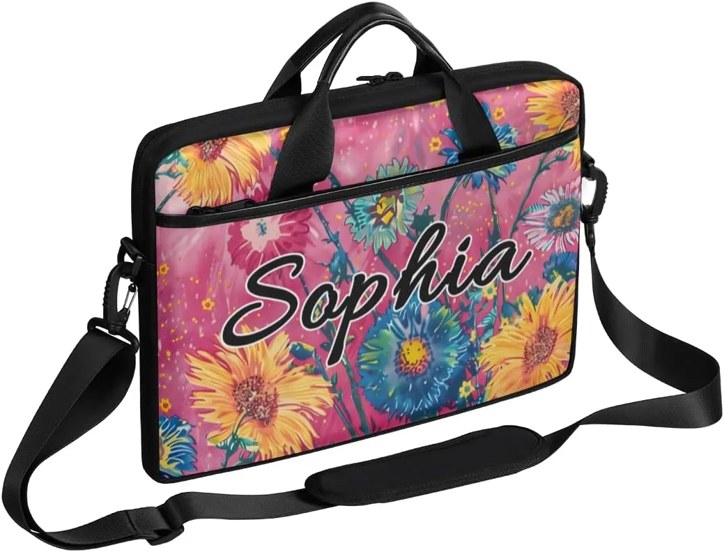 TropicalLife Personalized Laptop Bag 15 Inch Custom Sleeve Case with Handle Shoulder Strap Computer Messenger Bag