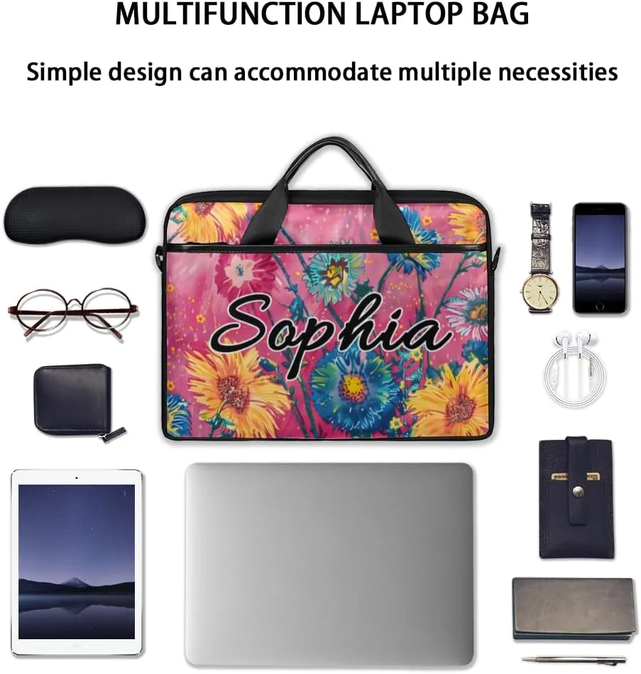 TropicalLife Personalized Laptop Bag 15 Inch Custom Sleeve Case with Handle Shoulder Strap Computer Messenger Bag