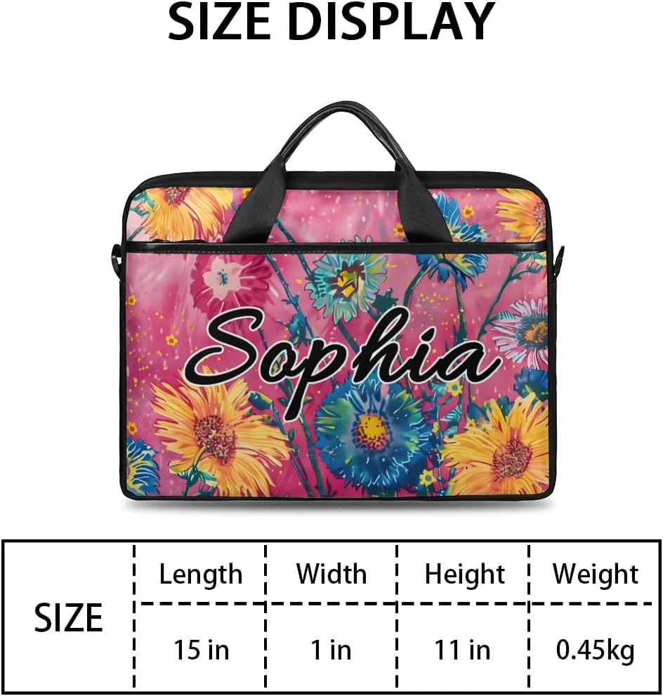 TropicalLife Personalized Laptop Bag 15 Inch Custom Sleeve Case with Handle Shoulder Strap Computer Messenger Bag