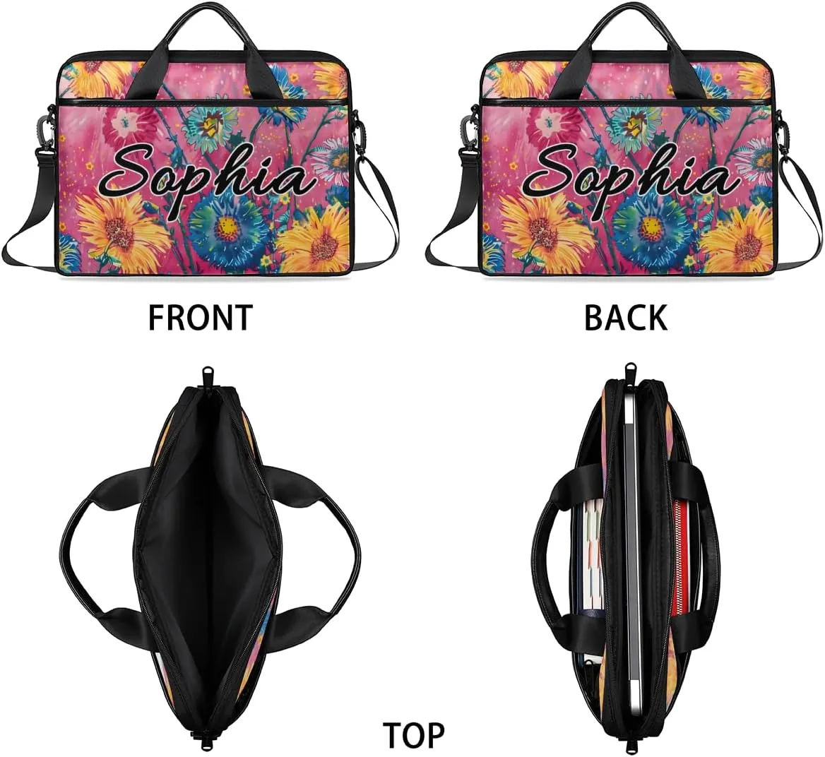 TropicalLife Personalized Laptop Bag 15 Inch Custom Sleeve Case with Handle Shoulder Strap Computer Messenger Bag