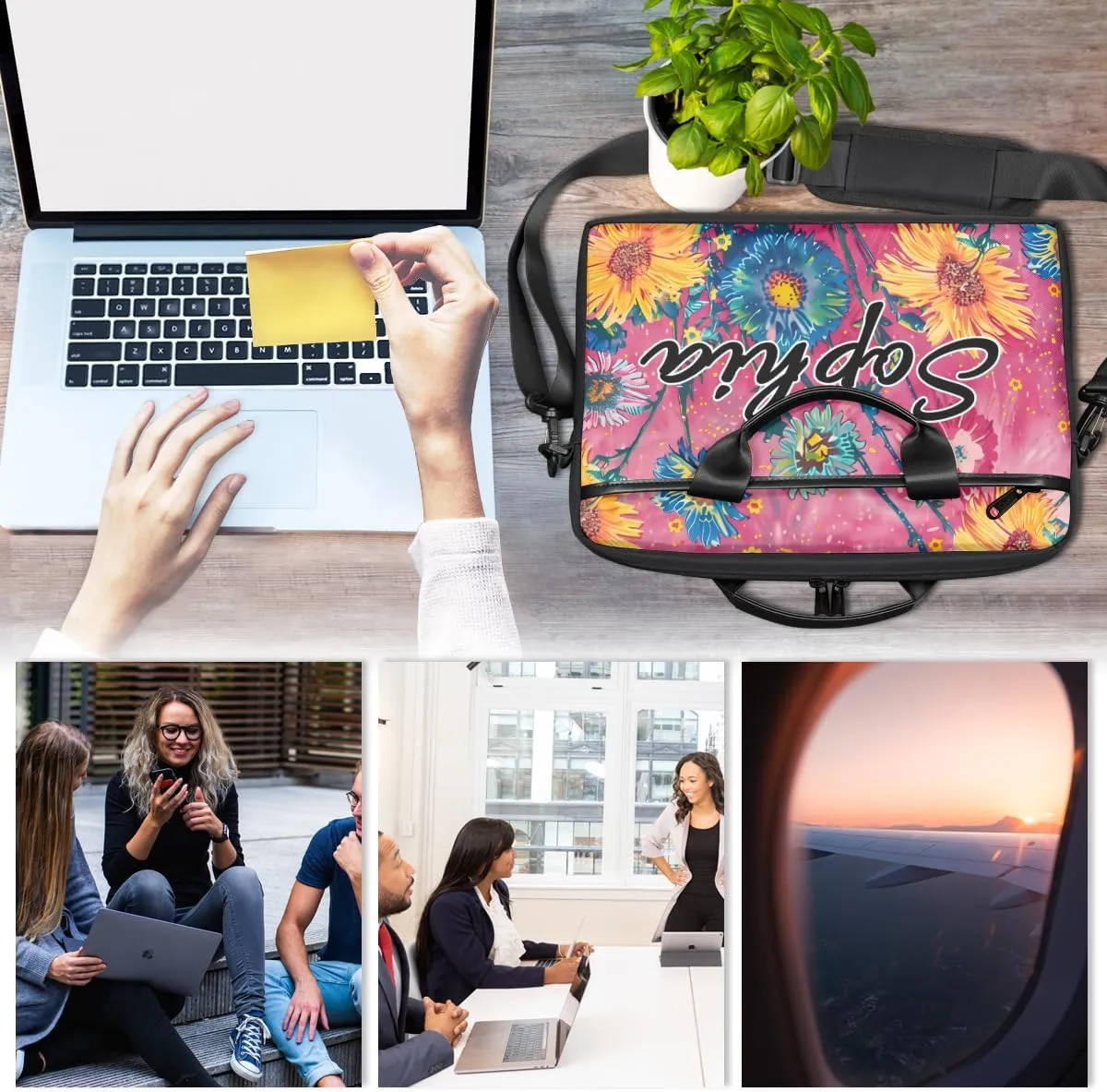 TropicalLife Personalized Laptop Bag 15 Inch Custom Sleeve Case with Handle Shoulder Strap Computer Messenger Bag