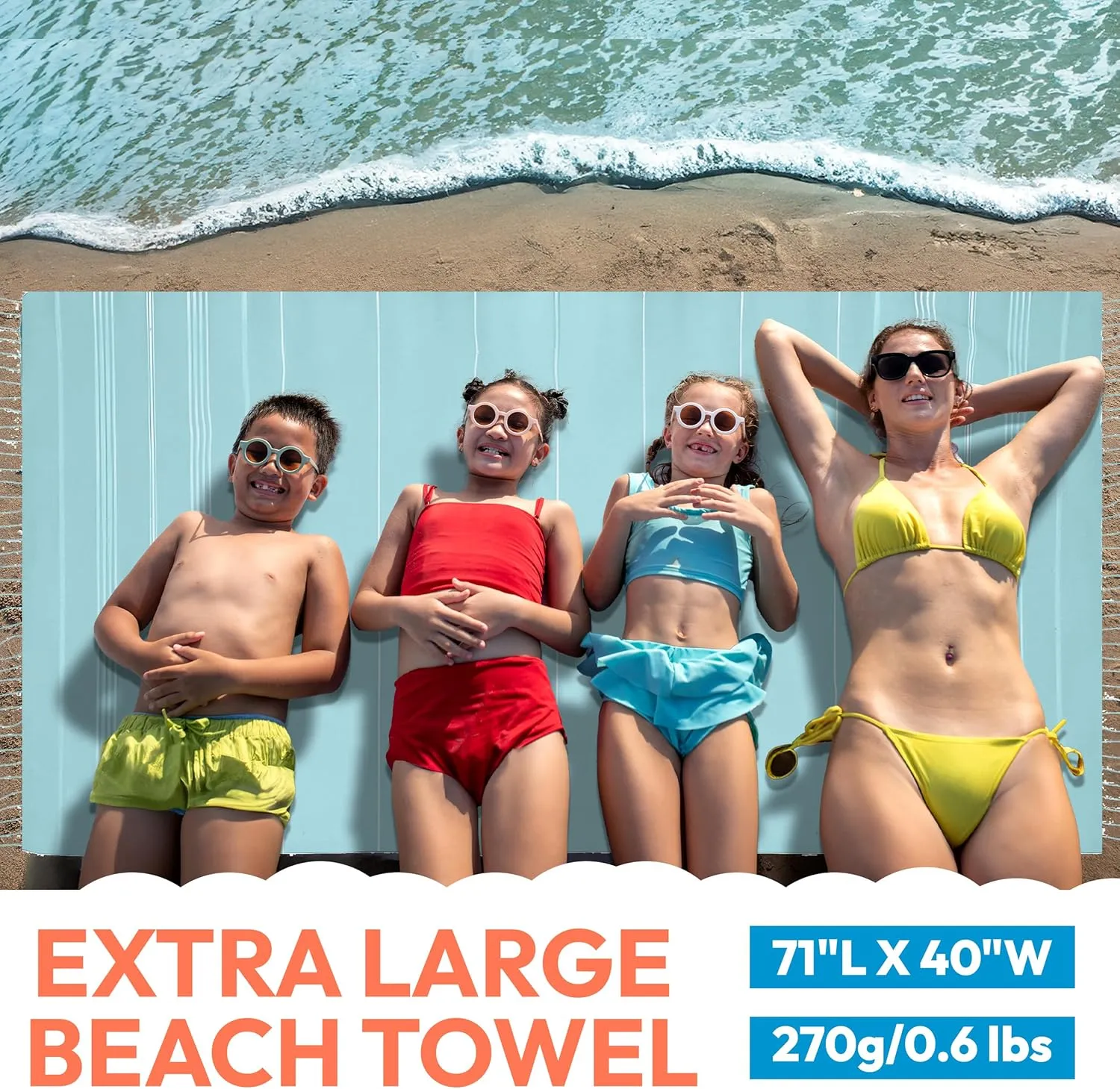 Turkish Beach Towel - 40x71 inch Oversized Sand Resistant Prewashed Turkish Towel - 100% Turkish Cotton Quick Drying, Compact, Lightweight Turkish Towel for Beach, Bath, Pool, Gym, Yoga.