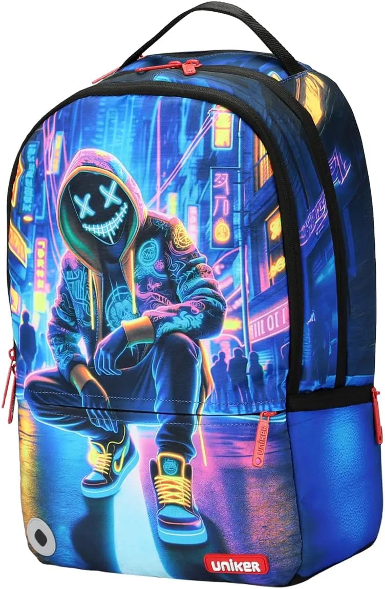 UNIKER Travel Laptop Backpack,Graffiti Backpack for Work,Designer Laptop Backpack for 15.6 Inch,Water Resistant Bag (Light)