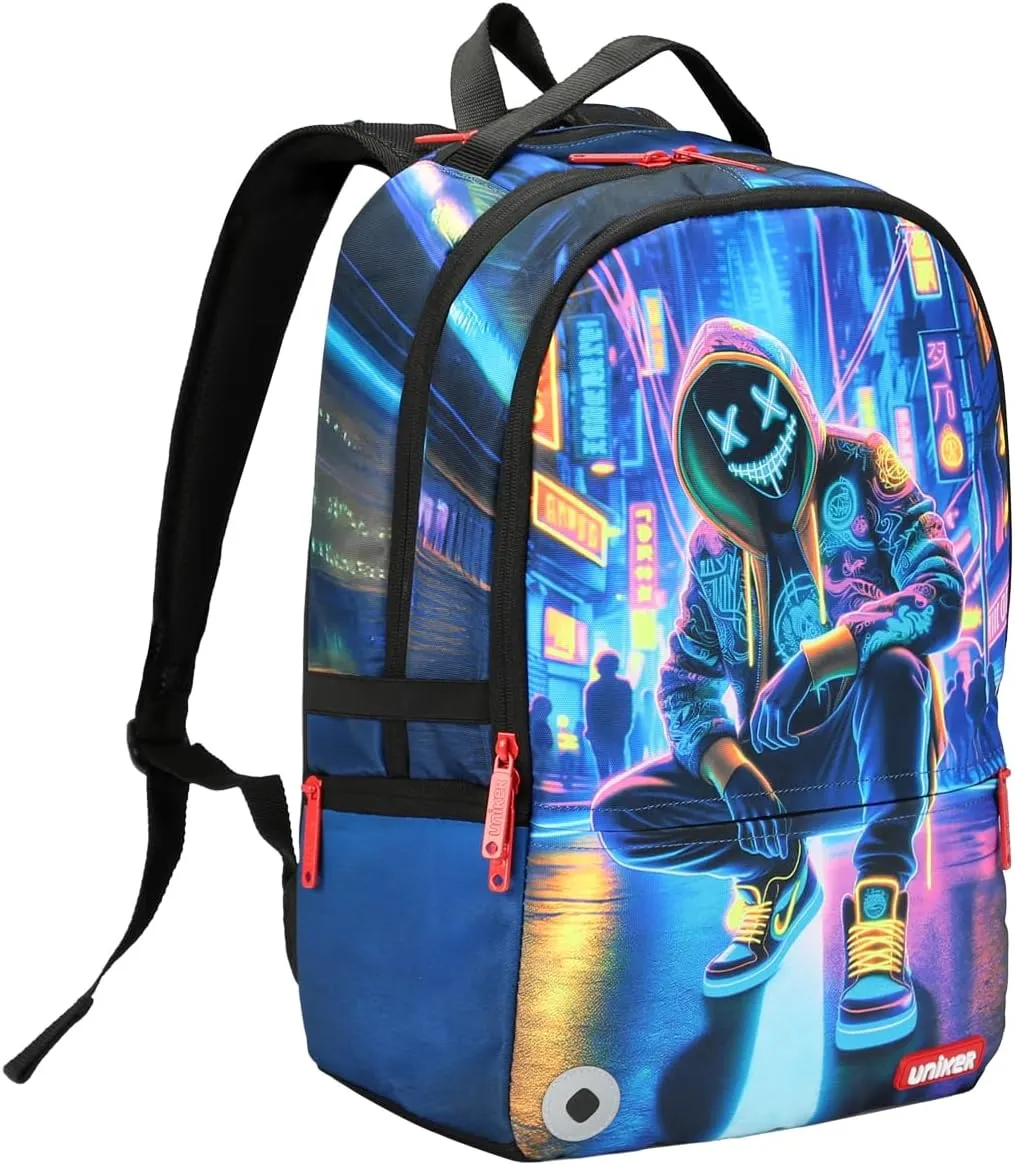 UNIKER Travel Laptop Backpack,Graffiti Backpack for Work,Designer Laptop Backpack for 15.6 Inch,Water Resistant Bag (Light)