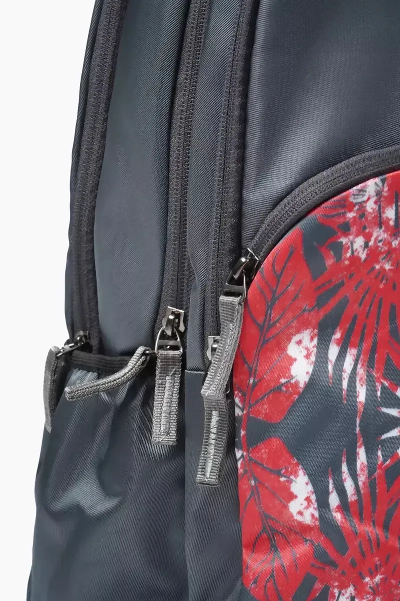 Unisex Leaves Printed Backpack( Grey )