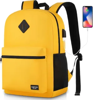 Unisex School Backpack,Classic Casual Bookbag Adults and Teens Schoolbag with USB Port for High School College Office Work Travel