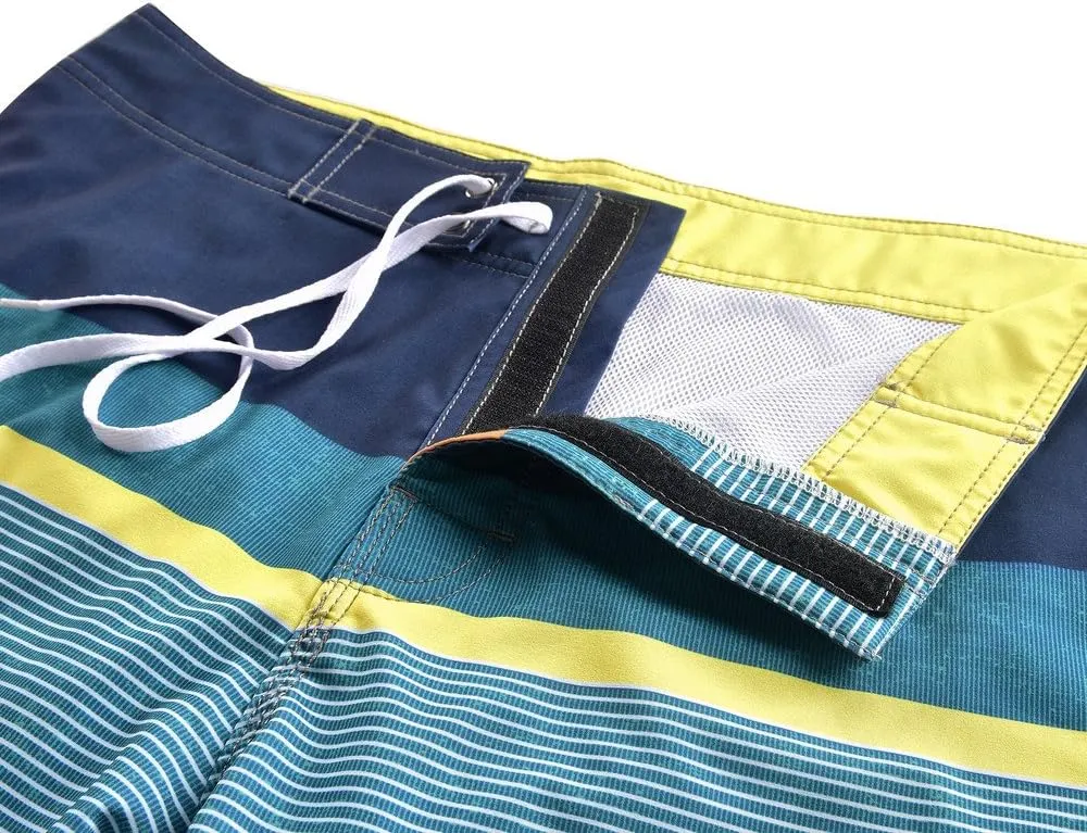 unitop Men's Bathing Board Trunks Beach Shorts Holiday Hawaiian Colorful Striped
