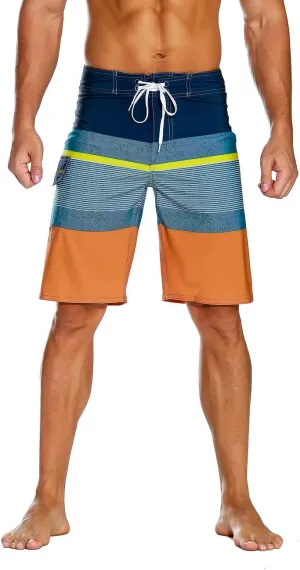 unitop Men's Bathing Board Trunks Beach Shorts Holiday Hawaiian Colorful Striped
