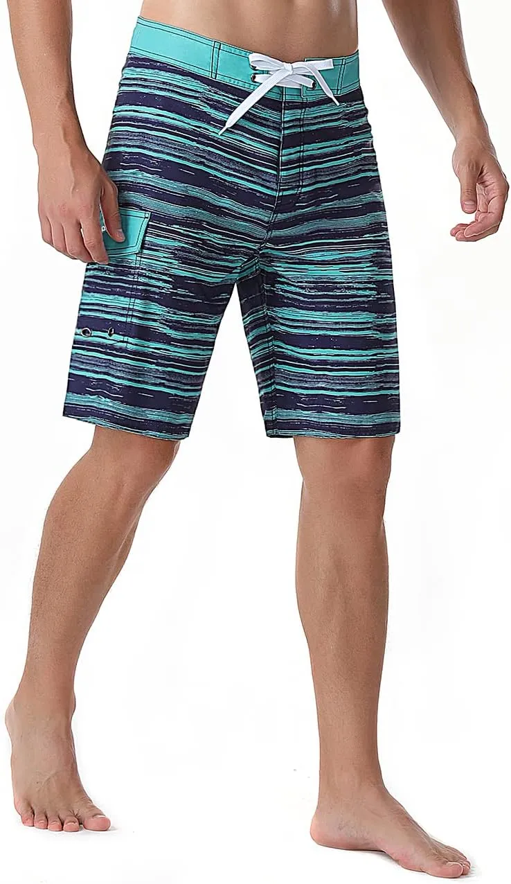 unitop Men's Bathing Board Trunks Beach Shorts Holiday Hawaiian Colorful Striped