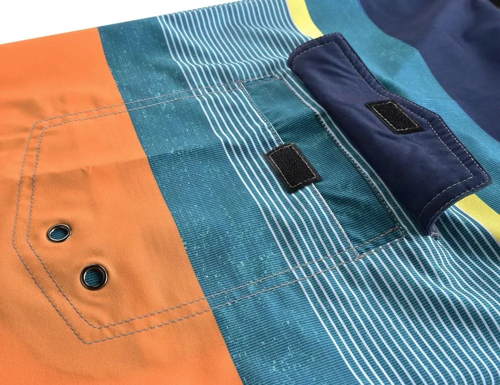 unitop Men's Bathing Board Trunks Beach Shorts Holiday Hawaiian Colorful Striped
