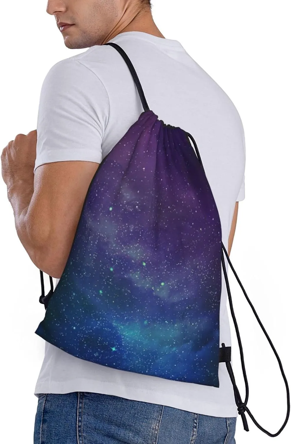 Universe with Stars Galaxy Interstellar Print Drawstring Bags,Gym Sport Sack Drawstring Bag Suitable for sport Swimming Travel.