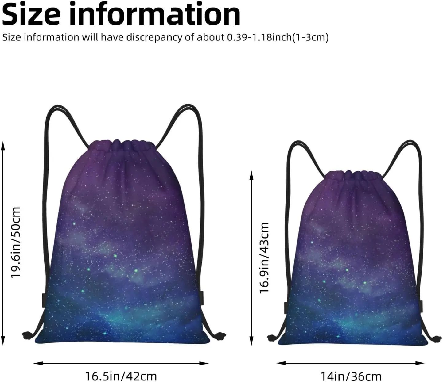 Universe with Stars Galaxy Interstellar Print Drawstring Bags,Gym Sport Sack Drawstring Bag Suitable for sport Swimming Travel.