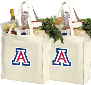 University of Arizona Shopping Bags or Arizona Wildcats Grocery Bag 2Pc SET NATURAL COTTON