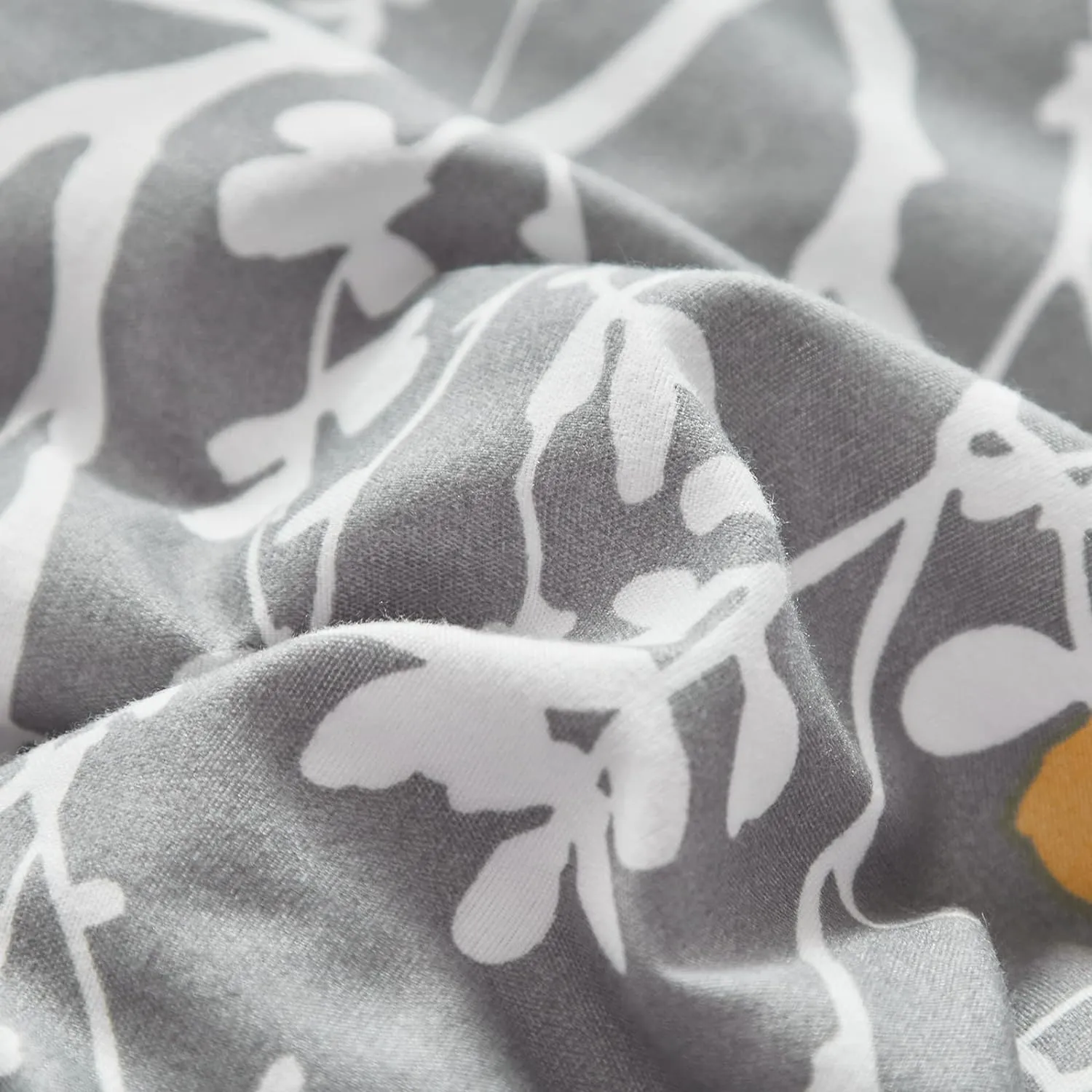 UOZZI BEDDING Bed in a Bag 7 Pieces King Size Gray Branches with Yellow Dots - Soft Microfiber Reversible Bed Comforter Set (1 Comforter Pillow Shams 1 Flat Sheet 1 Fitted Sheet 2 Pillowcases)