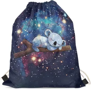 Upetstory Galaxy Koala Drawstring Backpack String Bag Cinch Sport Bag Sackpack Gym Workout Bags Bookbag Casual Daypack for Women Girls Travel Yoga Shopping Hiking School Gifts