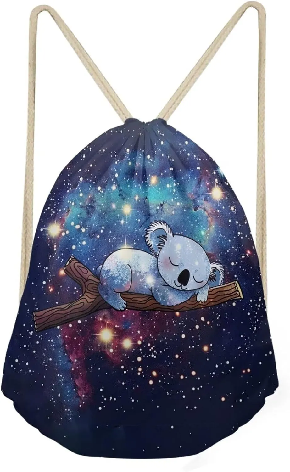 Upetstory Galaxy Koala Drawstring Backpack String Bag Cinch Sport Bag Sackpack Gym Workout Bags Bookbag Casual Daypack for Women Girls Travel Yoga Shopping Hiking School Gifts
