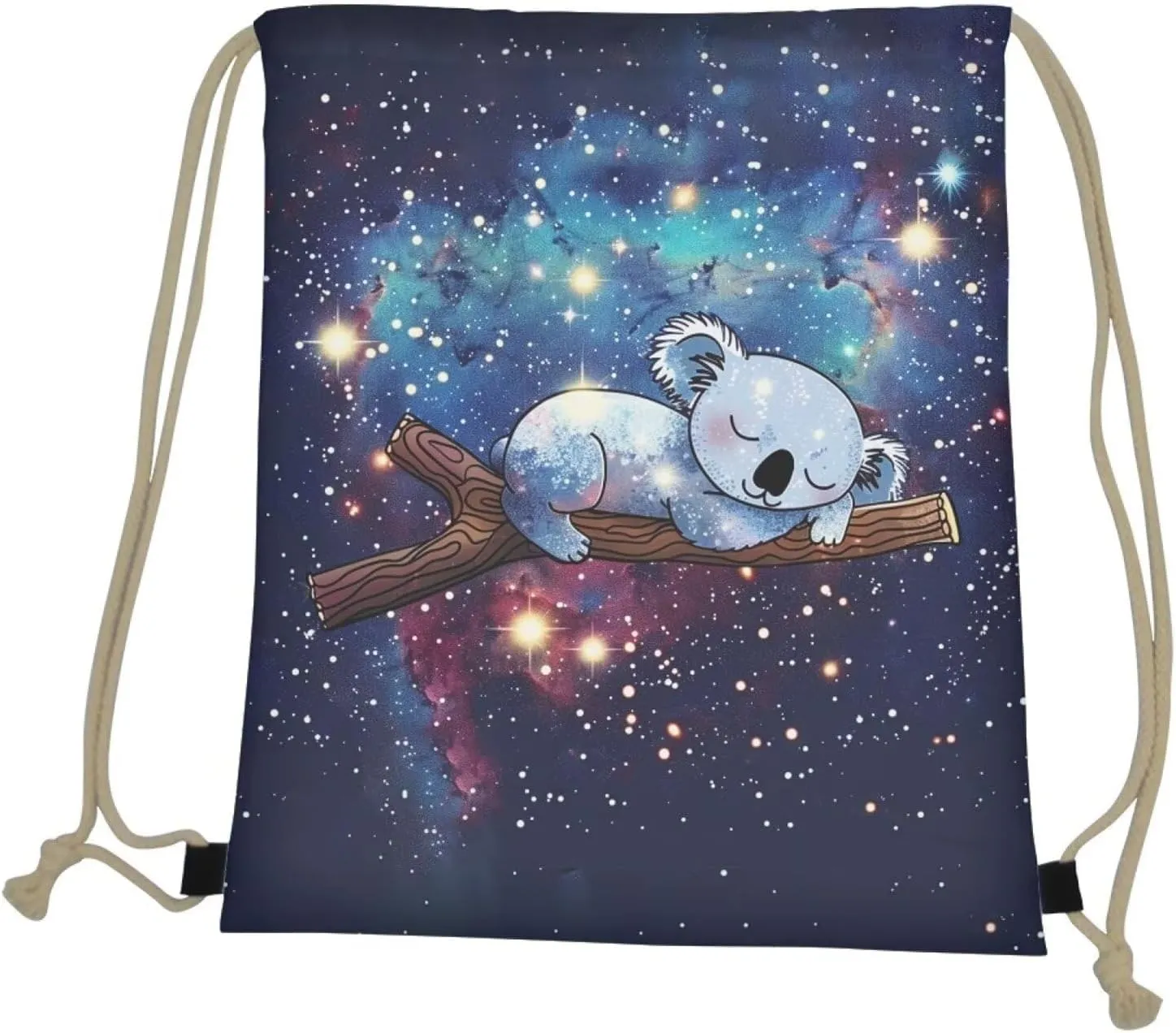 Upetstory Galaxy Koala Drawstring Backpack String Bag Cinch Sport Bag Sackpack Gym Workout Bags Bookbag Casual Daypack for Women Girls Travel Yoga Shopping Hiking School Gifts