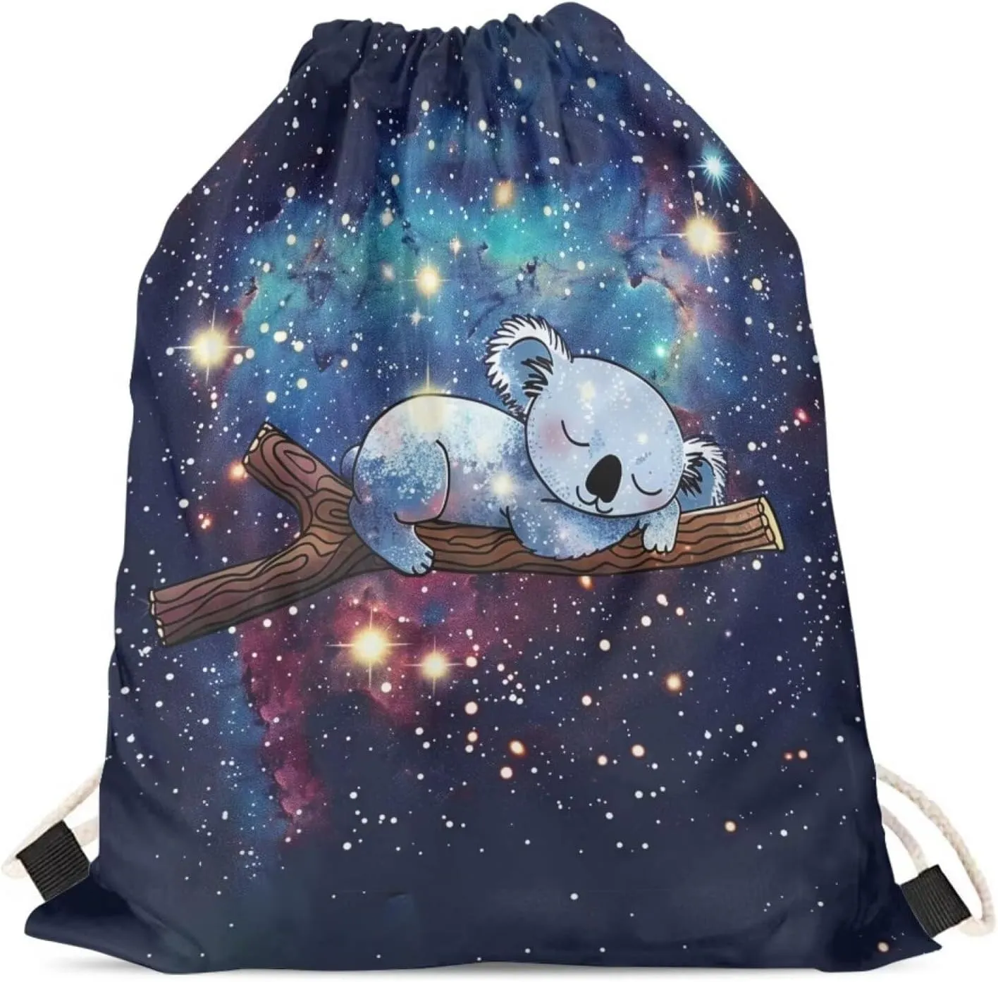 Upetstory Galaxy Koala Drawstring Backpack String Bag Cinch Sport Bag Sackpack Gym Workout Bags Bookbag Casual Daypack for Women Girls Travel Yoga Shopping Hiking School Gifts