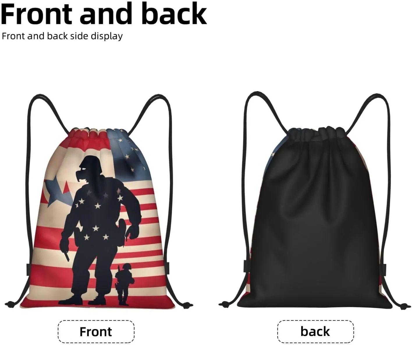US Military Soldiers Patriotic Memorial Day Print Drawstring Bags,Gym Sport Sack Drawstring Bag Suitable for sport Swimming Travel.
