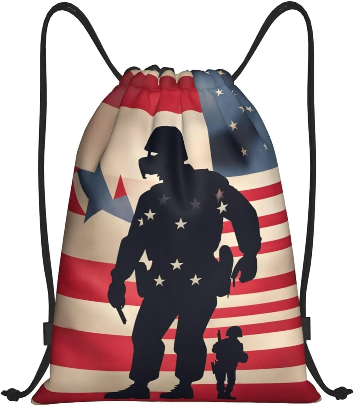 US Military Soldiers Patriotic Memorial Day Print Drawstring Bags,Gym Sport Sack Drawstring Bag Suitable for sport Swimming Travel.