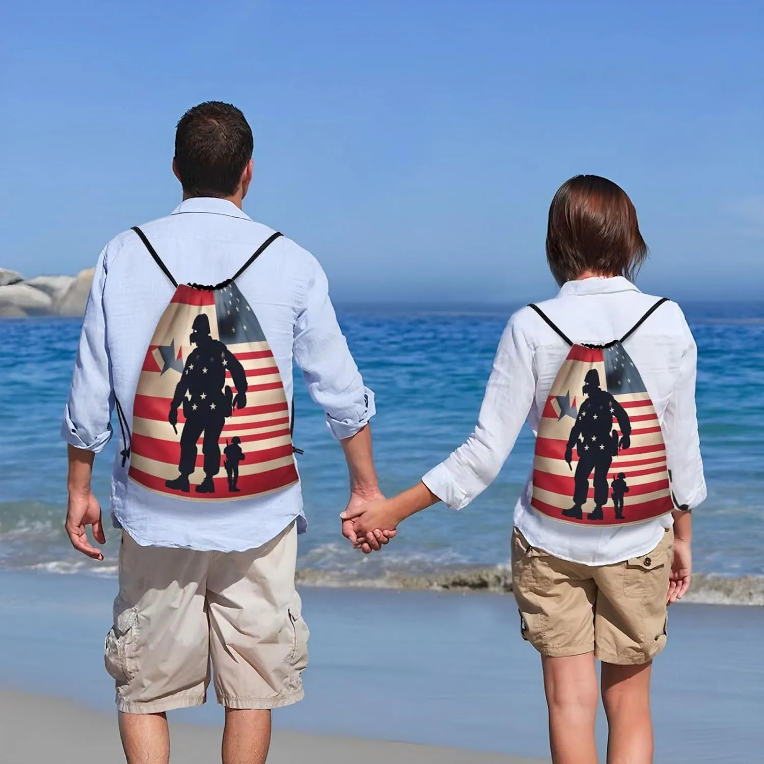 US Military Soldiers Patriotic Memorial Day Print Drawstring Bags,Gym Sport Sack Drawstring Bag Suitable for sport Swimming Travel.
