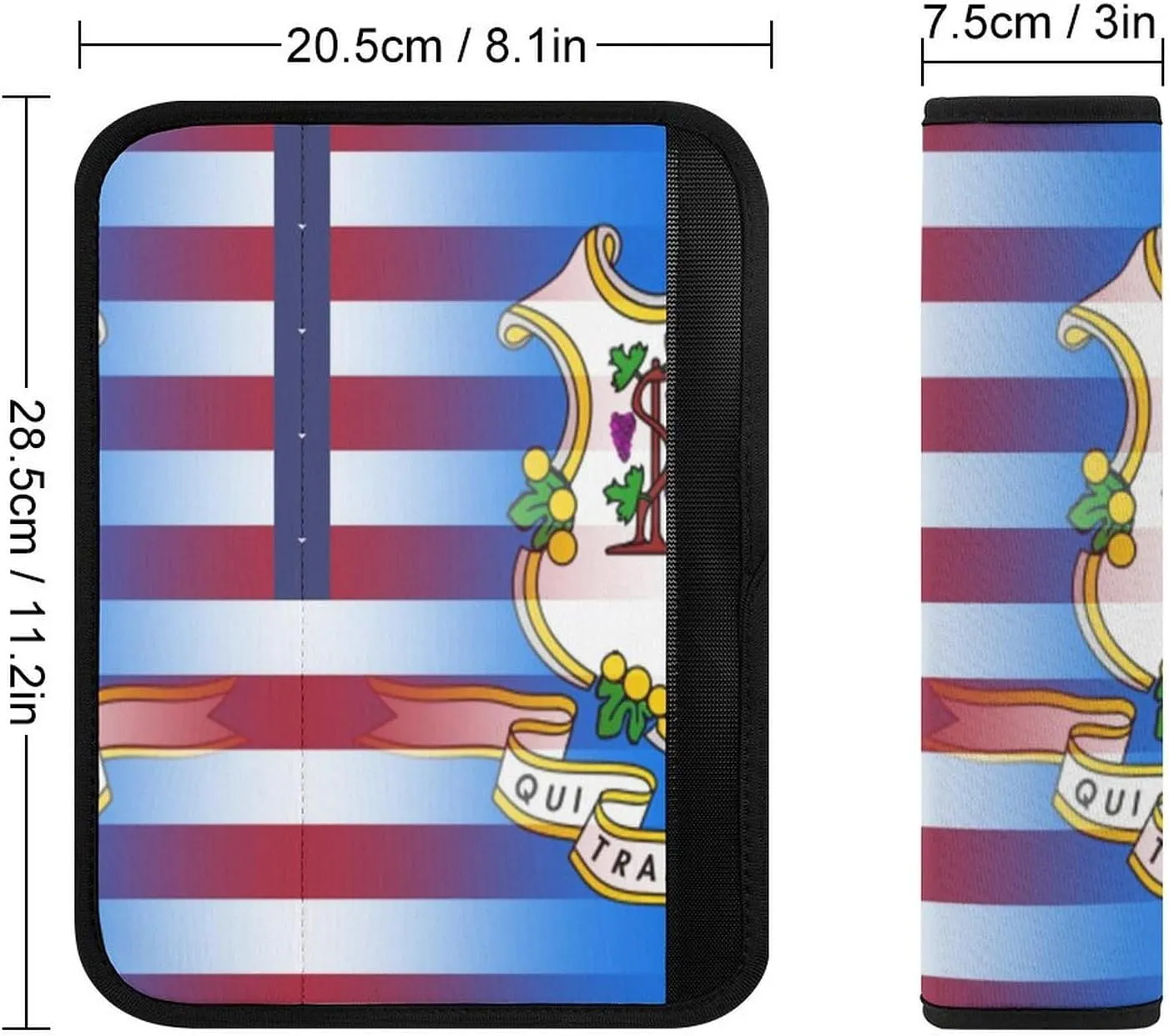 U.S.A Connecticut State Flag Fashion Car Seat Belt Cover Pad for Shoulder Bag Camera Soft Comfort Accessories 1PCS