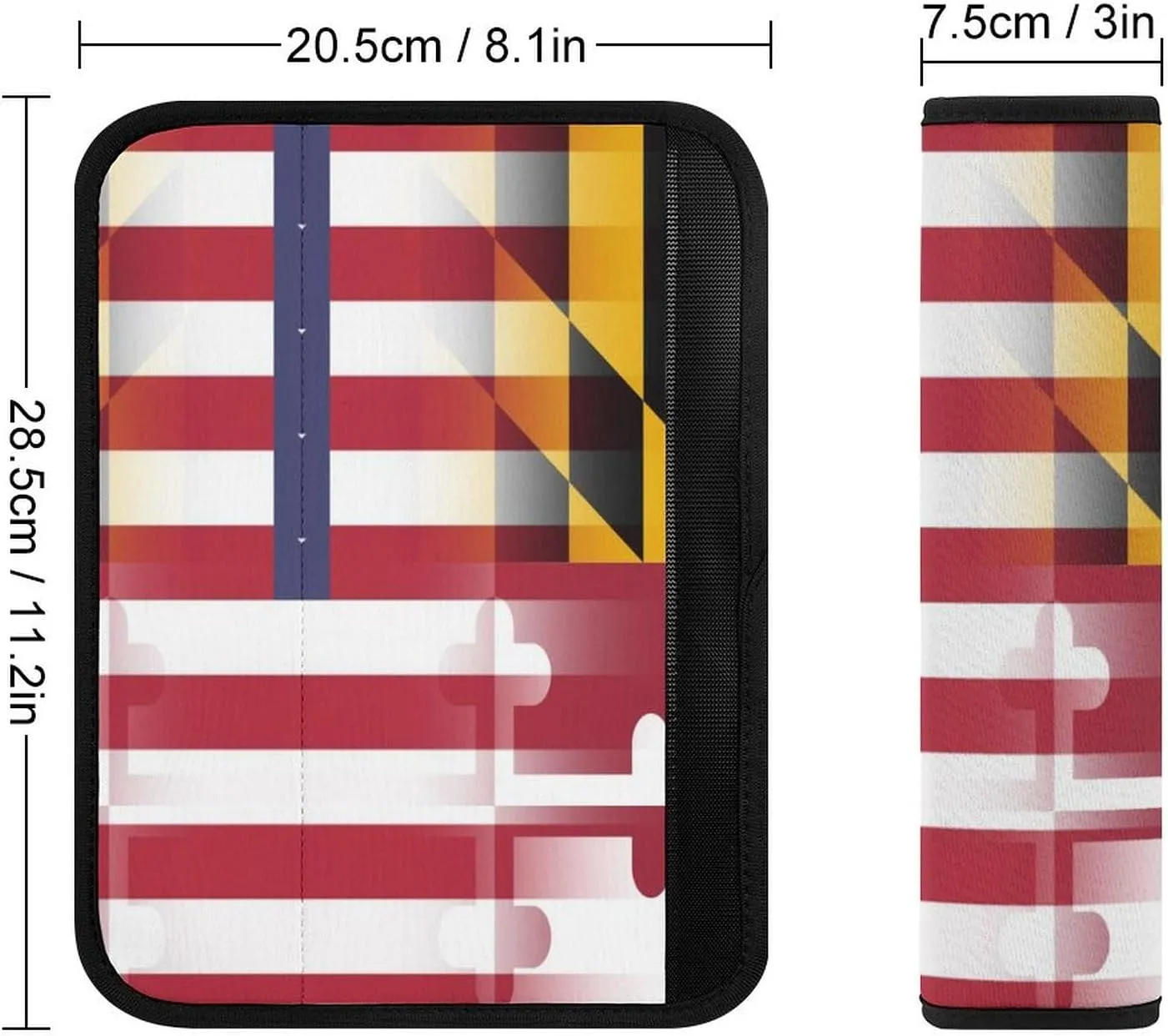 U.S.A. Maryland Flag Fashion Car Seat Belt Cover Pad for Shoulder Bag Camera Soft Comfort Accessories 1PCS