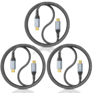 USB C to USB C Cable (3ft 3pack), USB C 3.2 Gen 2 Cable 20Gbps High Speed Data Transfer, 4K USB C to USB C Monitor Cable 100W Charging, for iPhone 15,MacBook,USB C External SSD,iPad,Dell,LG,ARZOPA,KYY