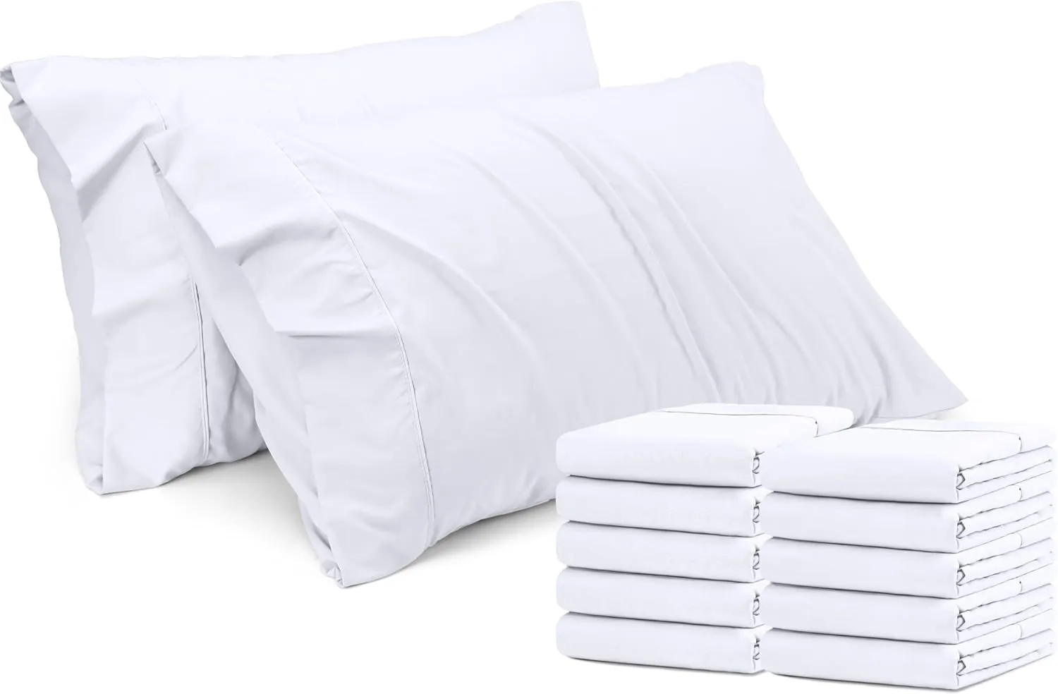 Utopia Bedding Queen Pillow Cases - Pack of 12 - Envelope Closure - Soft Brushed Microfiber Fabric - Shrinkage and Fade Resistant Pillow Covers Queen Size 20 X 30 Inches (White)