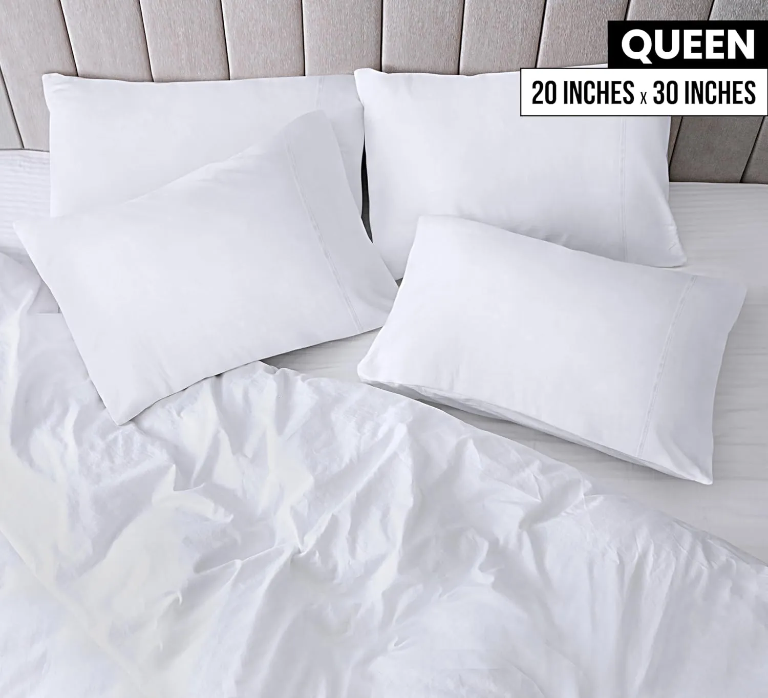 Utopia Bedding Queen Pillow Cases - Pack of 12 - Envelope Closure - Soft Brushed Microfiber Fabric - Shrinkage and Fade Resistant Pillow Covers Queen Size 20 X 30 Inches (White)