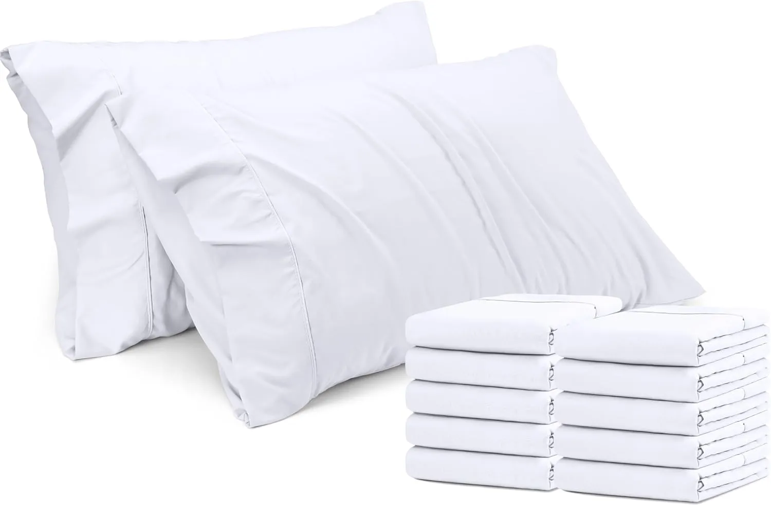 Utopia Bedding Queen Pillow Cases - Pack of 12 - Envelope Closure - Soft Brushed Microfiber Fabric - Shrinkage and Fade Resistant Pillow Covers Queen Size 20 X 30 Inches (White)